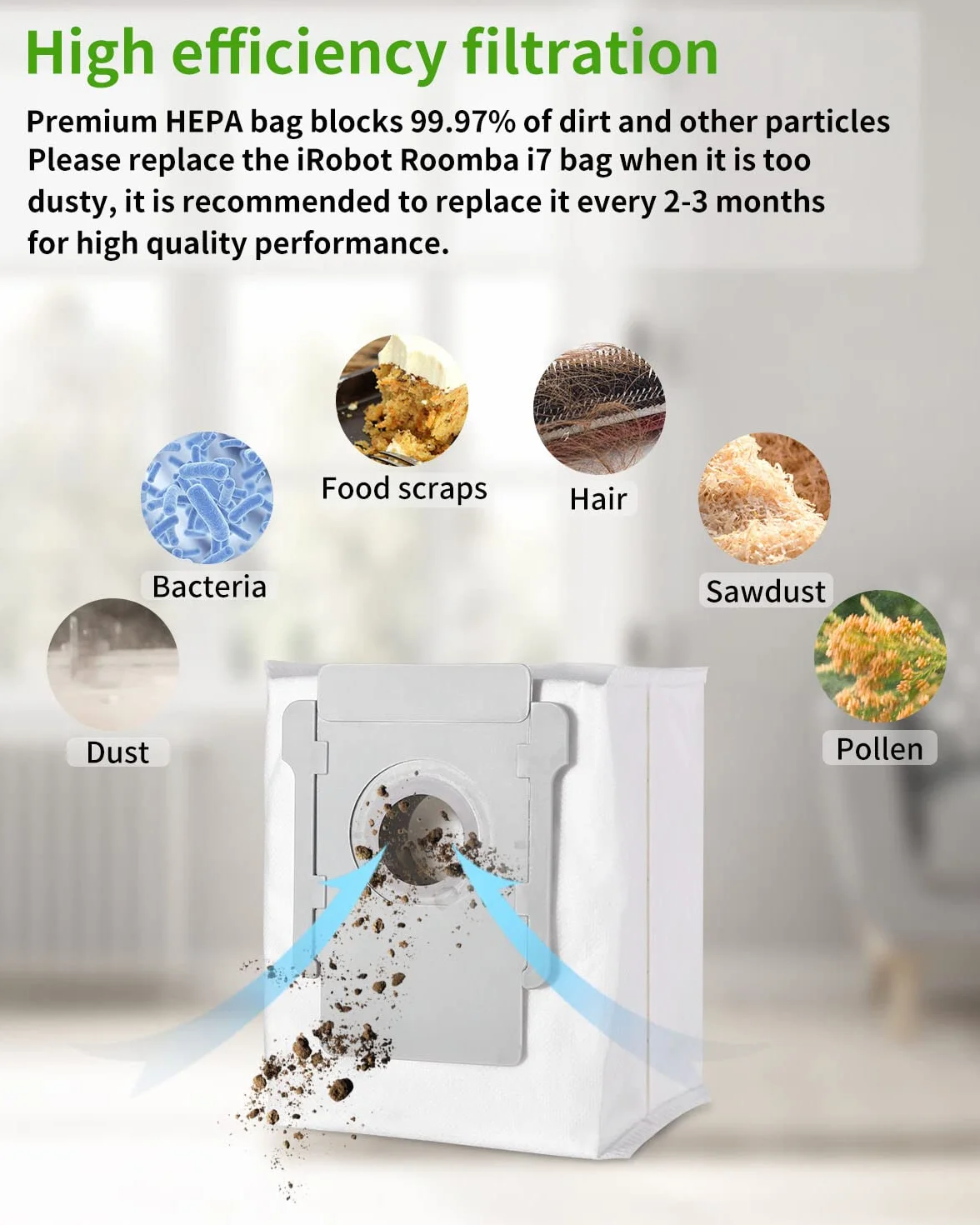 12 zapasowych worków do odkurzacza kompatybilnych z iRobot i7 i7+ i7 Plus S9 S9+ j7 j7+ j7 Plus E5 E6 E7, akcesoria do odkurzacza Roomba i7, do odkurzacza Clean Base automatyczna stacja ssąca