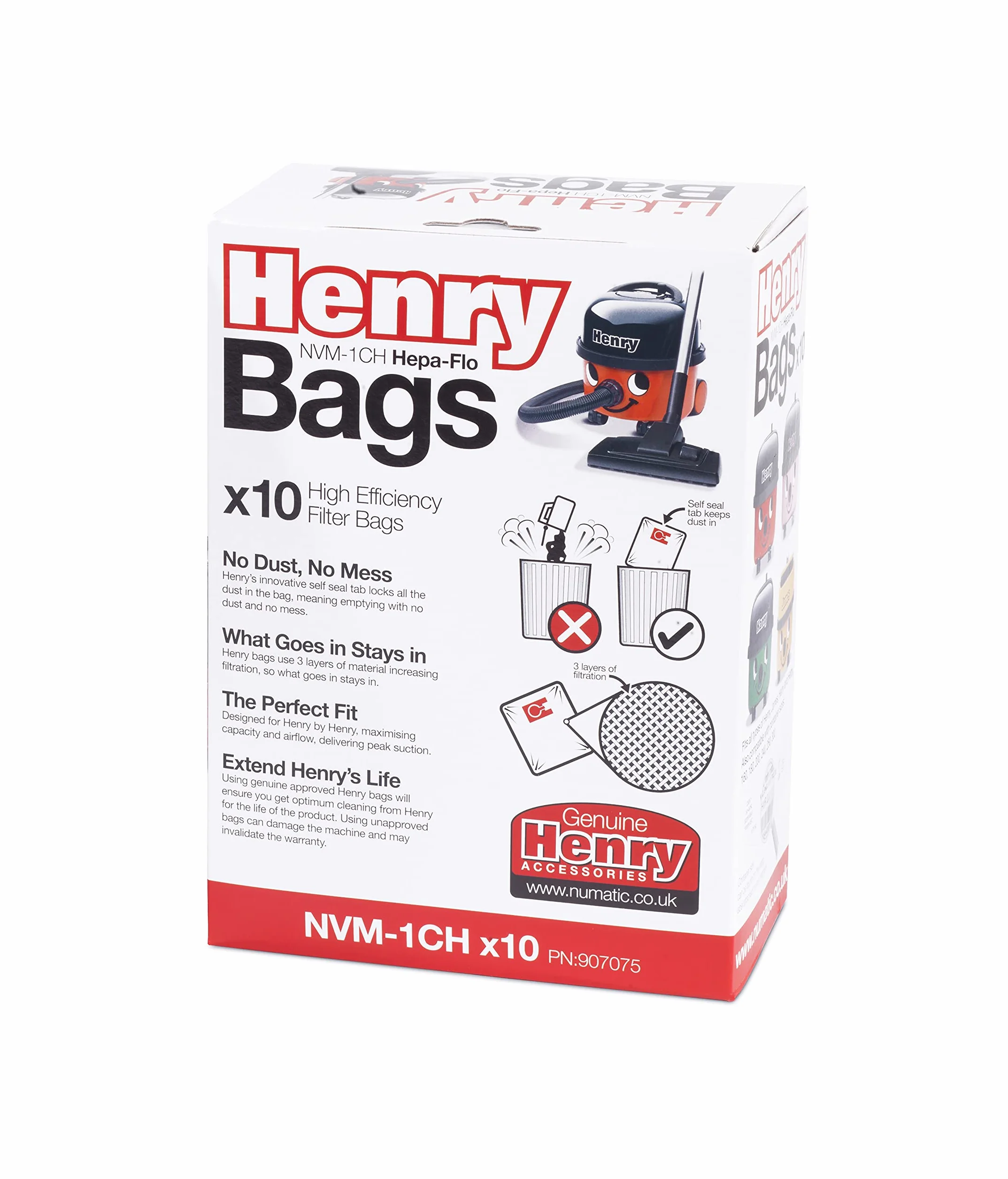 Henry Hepaflo Worki do Odkurzaczy, Biały, 10 sztuk