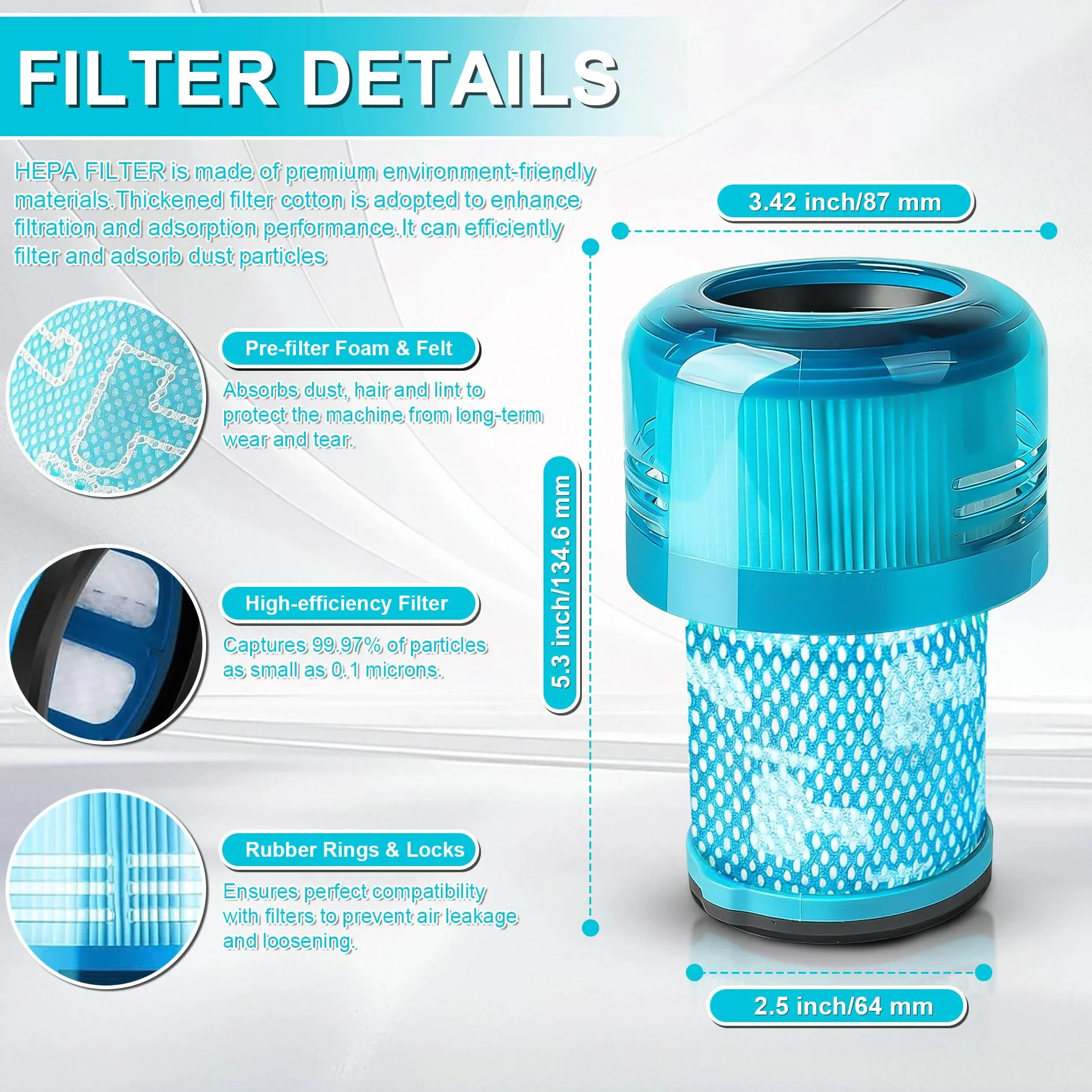 Filtr do odkurzacza Dyson V12 Detect Slim, Absolute Extra/Total Clean/Fluffy – 3 sztuki