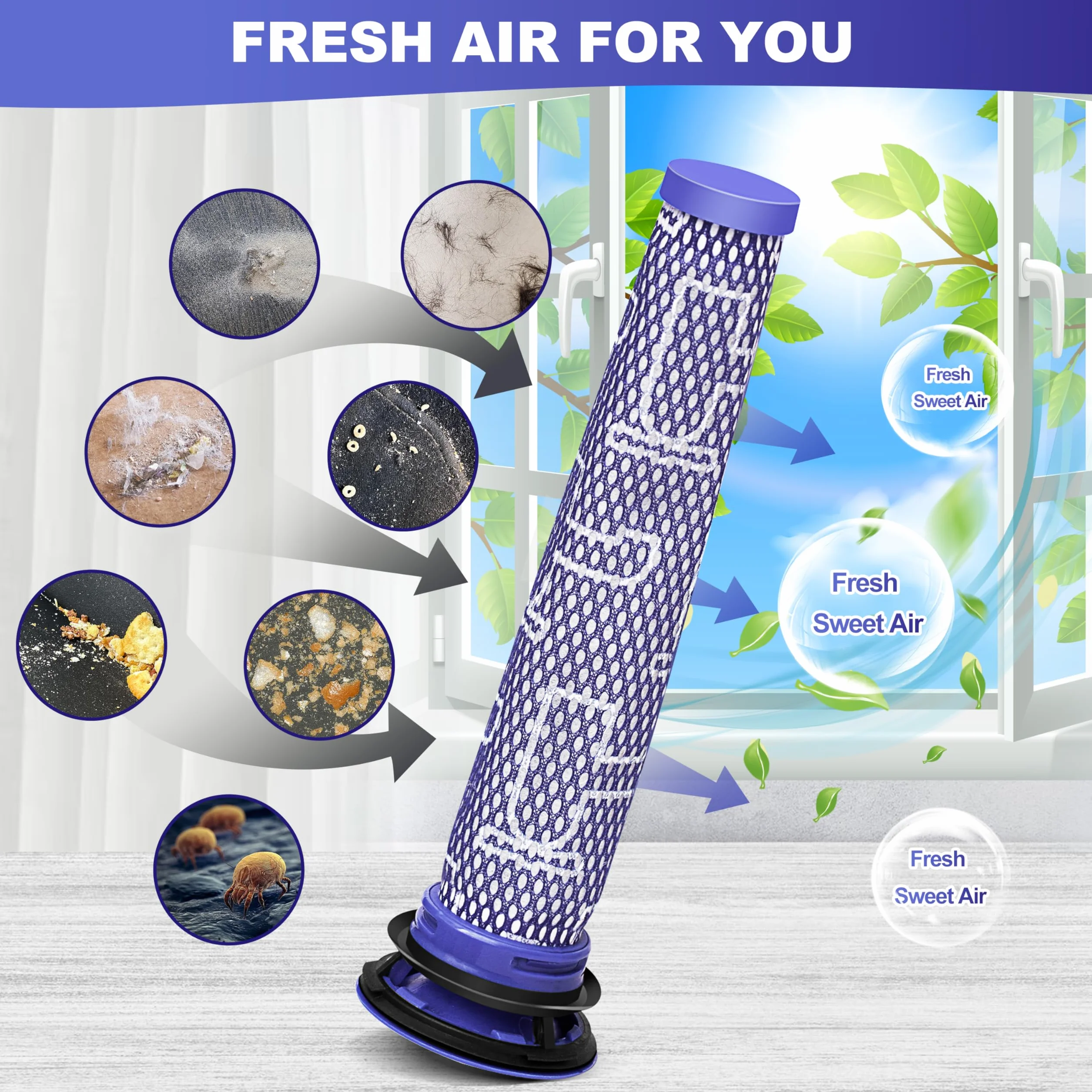 1 filtr wstępny i 1 zestaw zastępczy filtra końcowego do odkurzacza bezprzewodowego Dyson V7, V8 Animal i V8 Absolute, zastępuje część # 965661-01 i 967478-01 - 2 filtry z 1 szczotką
