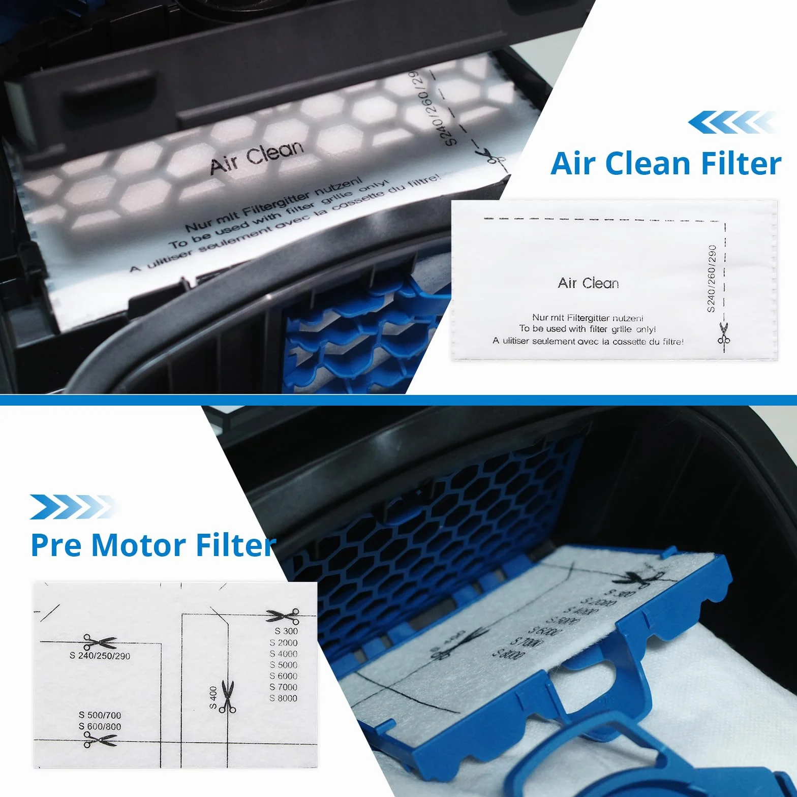 Miele Complete C1 Filtr Ochronny Silnika i Filtr Odkurzacza, Mata Filtrująca ze Szczotką, Air Clean i Akcesoria do Filtra Silnika Classic C1, 8 Sztuk