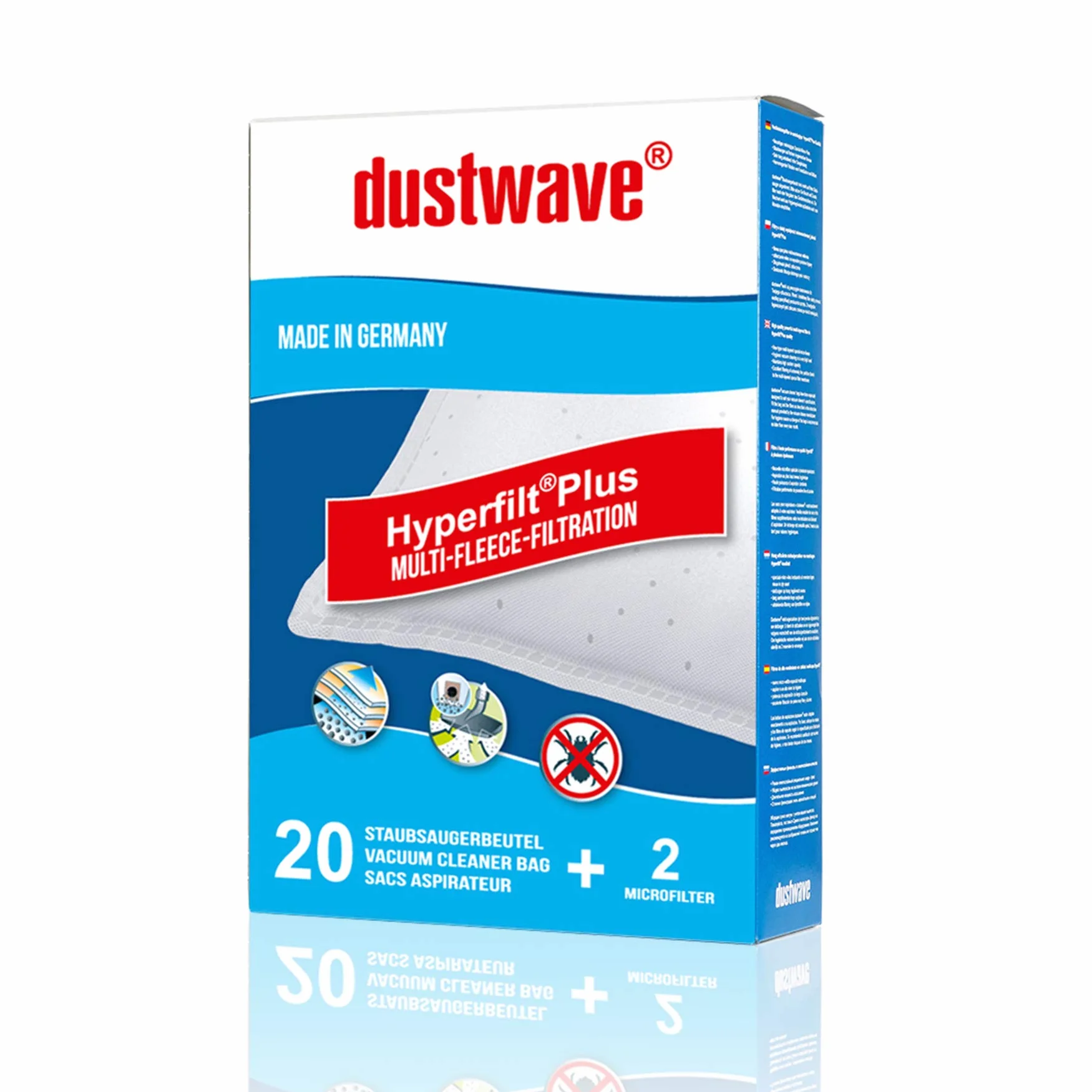 Megapack - 20 worków do odkurzacza do KHG - BS-707 MT - markowe worki dustwave® / Made in Germany + mikrofiltr